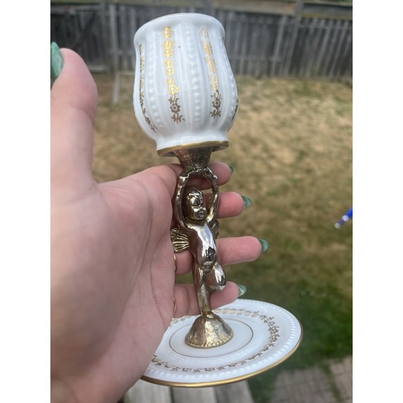 Porcelaine Candleholder De France / Hand painted With angel - Picture 15 of 16